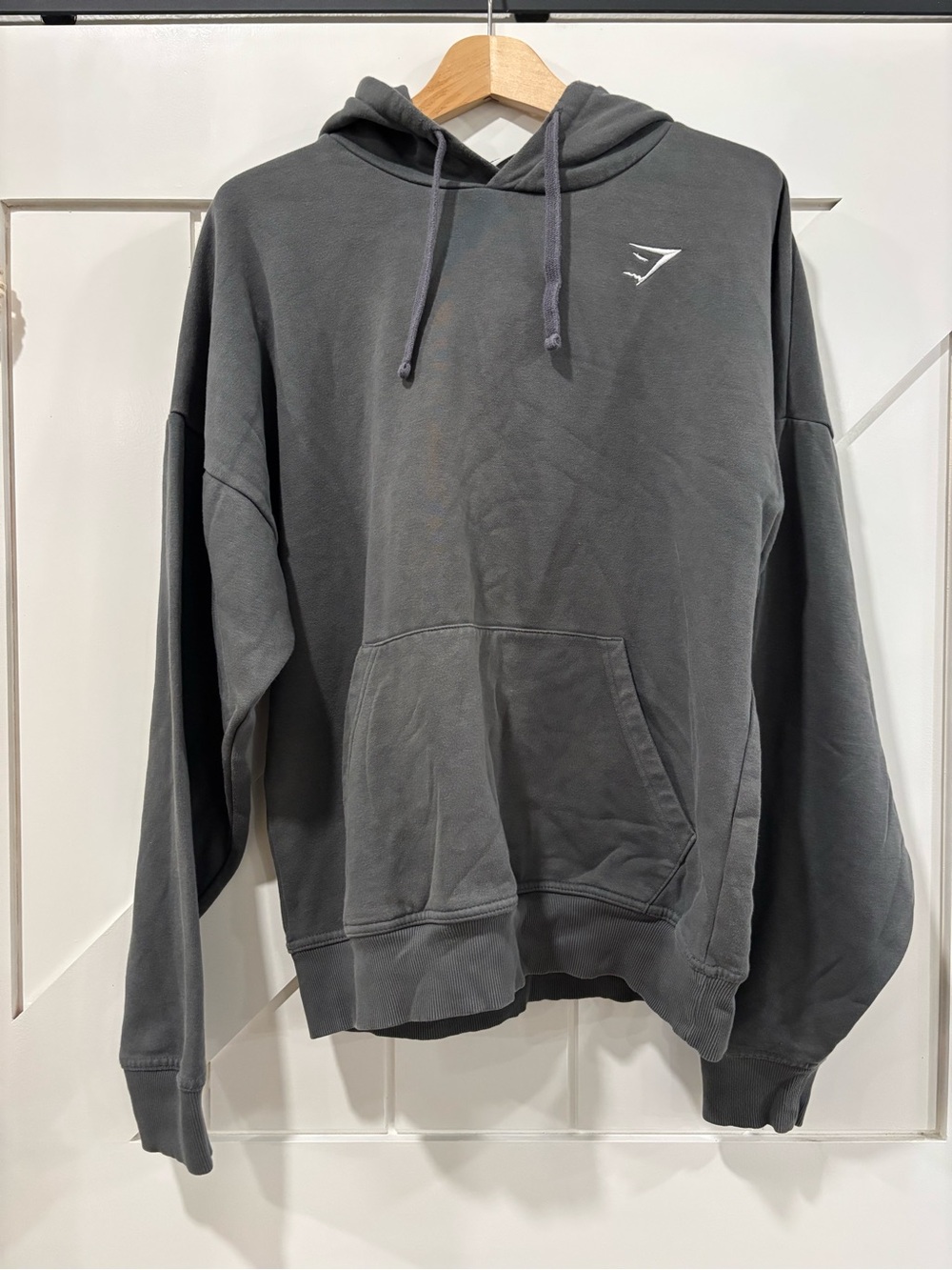Gymshark Washed Hoodie Onyx Grey Oversized Heavyweight Boxy Pullover XL XXL